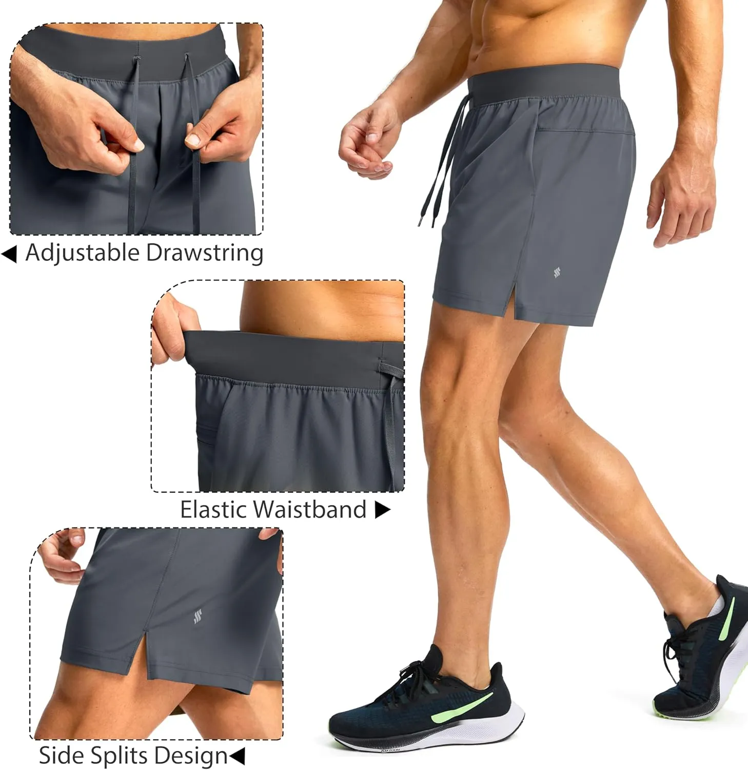 Men's Running Shorts with Zipper Pockets 7"/ 5" / 9" Lightweight Quick Dry Basketball Gym Workout Athletic Shorts for Men