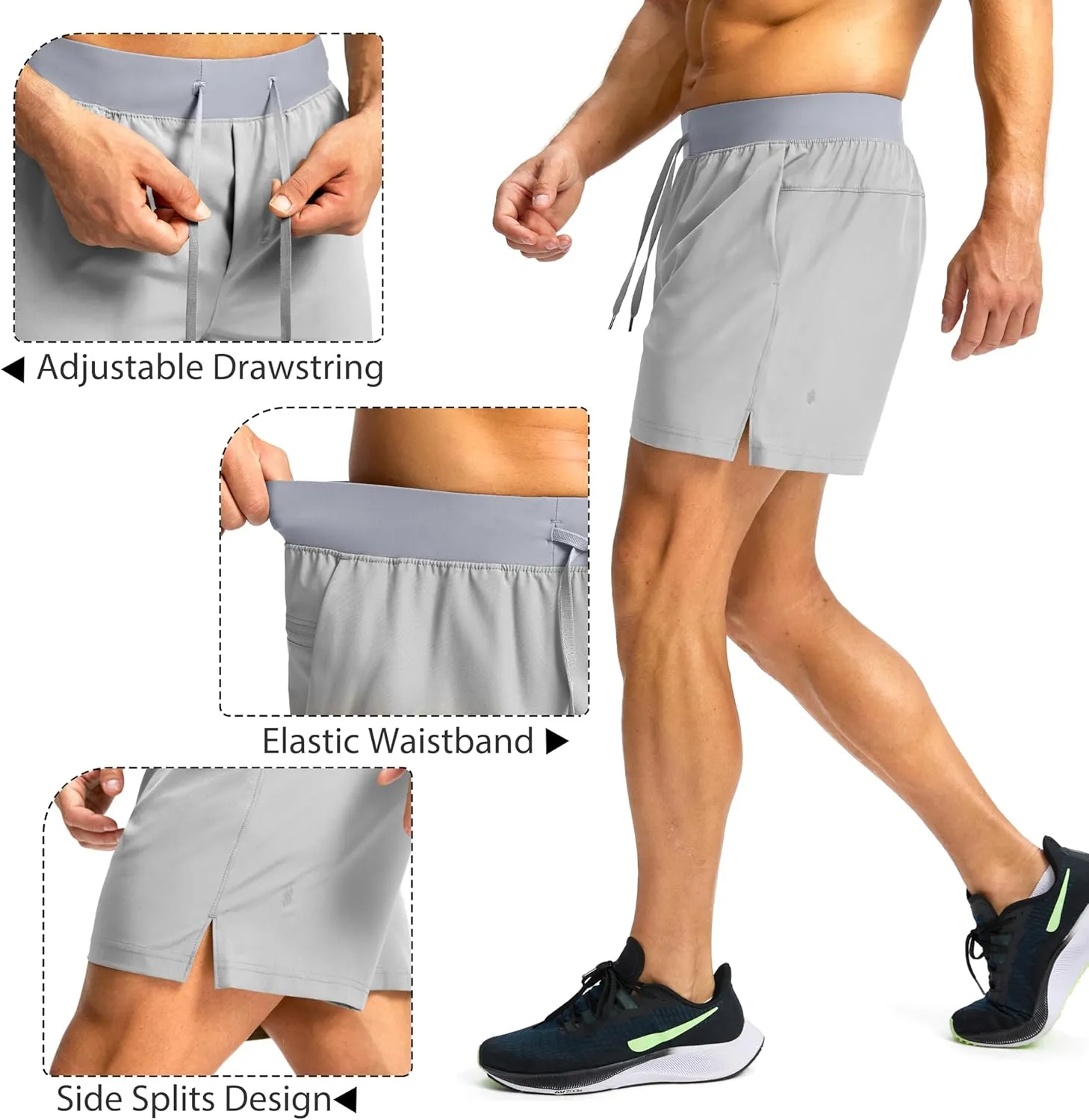 Men's Running Shorts with Zipper Pockets 7"/ 5" / 9" Lightweight Quick Dry Basketball Gym Workout Athletic Shorts for Men