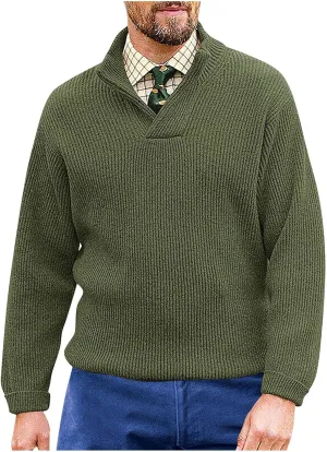 Mens Solid Sweaters Fall Casual Trendy Basic Long Sleeve Pullovers Tops Comfy Soft V Neck Loose Fit Winter Clothes