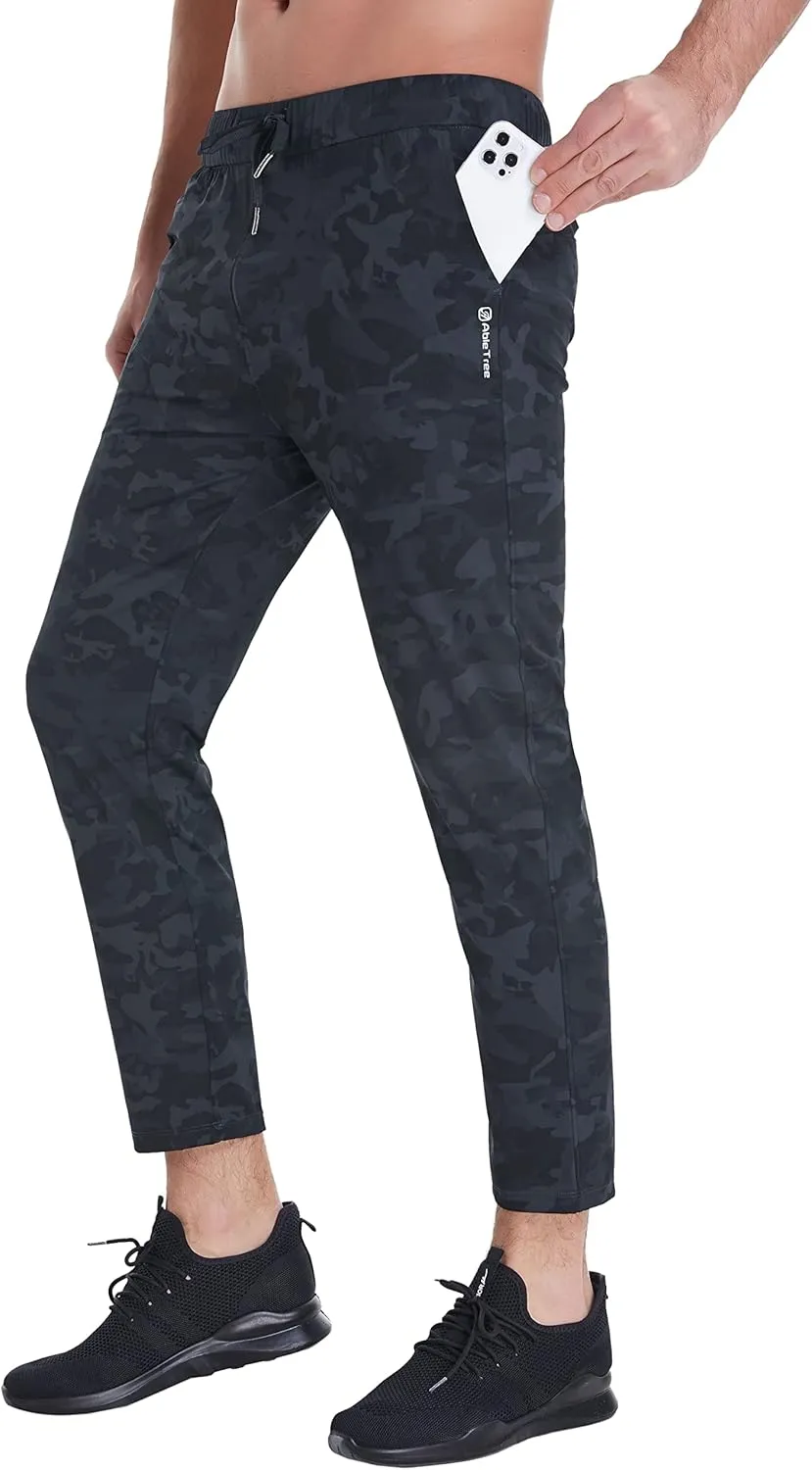 Mens Stretch Travel Pants 27" Inseam Quick Dry Light Weight Sweatpants Workout Casual Joggers with Pockets