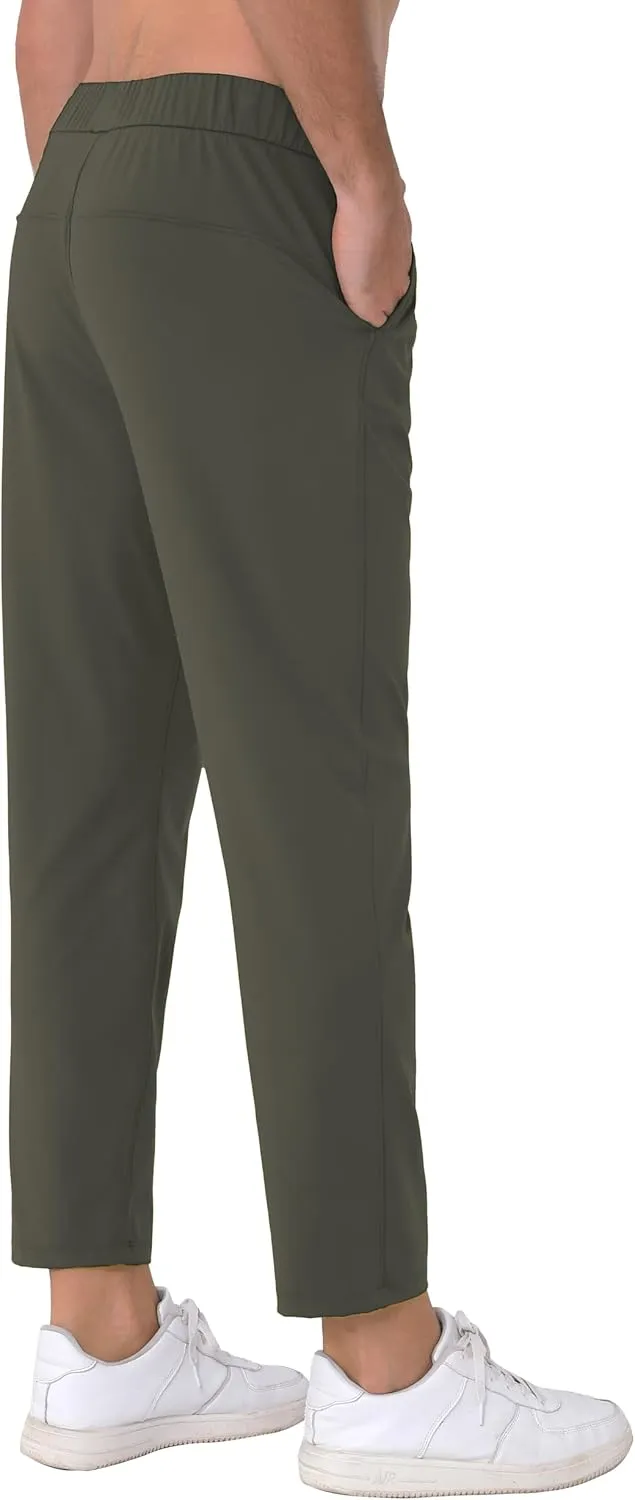 Mens Stretch Travel Pants 27" Inseam Quick Dry Light Weight Sweatpants Workout Casual Joggers with Pockets