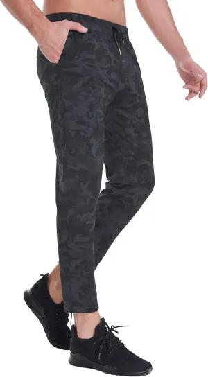 Mens Stretch Travel Pants 27" Inseam Quick Dry Light Weight Sweatpants Workout Casual Joggers with Pockets