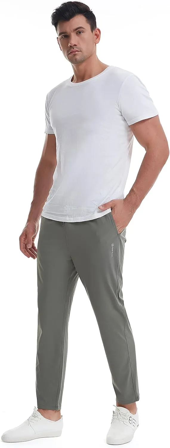 Mens Stretch Travel Pants 27" Inseam Quick Dry Light Weight Sweatpants Workout Casual Joggers with Pockets