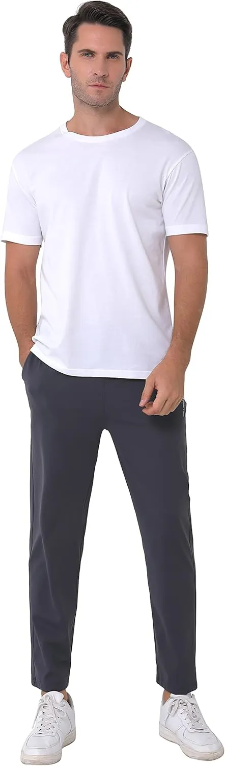 Mens Stretch Travel Pants 27" Inseam Quick Dry Light Weight Sweatpants Workout Casual Joggers with Pockets