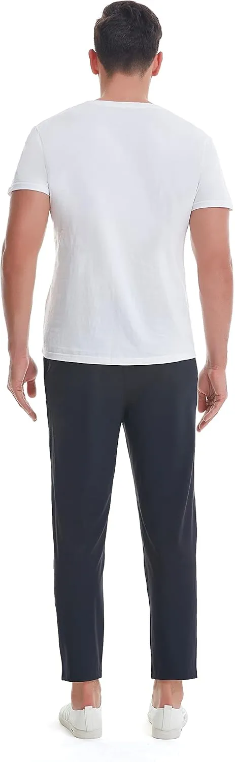 Mens Stretch Travel Pants 27" Inseam Quick Dry Light Weight Sweatpants Workout Casual Joggers with Pockets