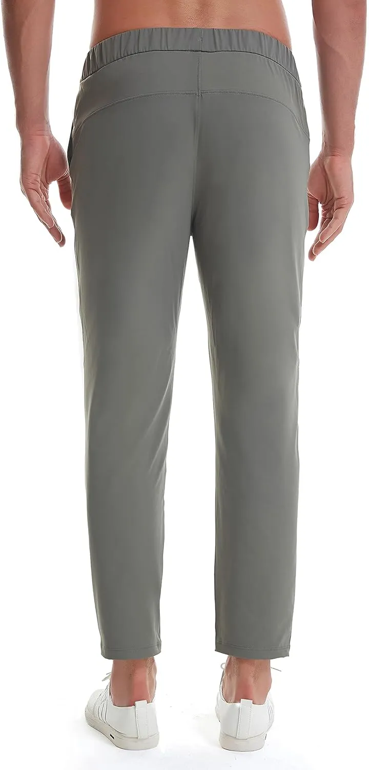 Mens Stretch Travel Pants 27" Inseam Quick Dry Light Weight Sweatpants Workout Casual Joggers with Pockets