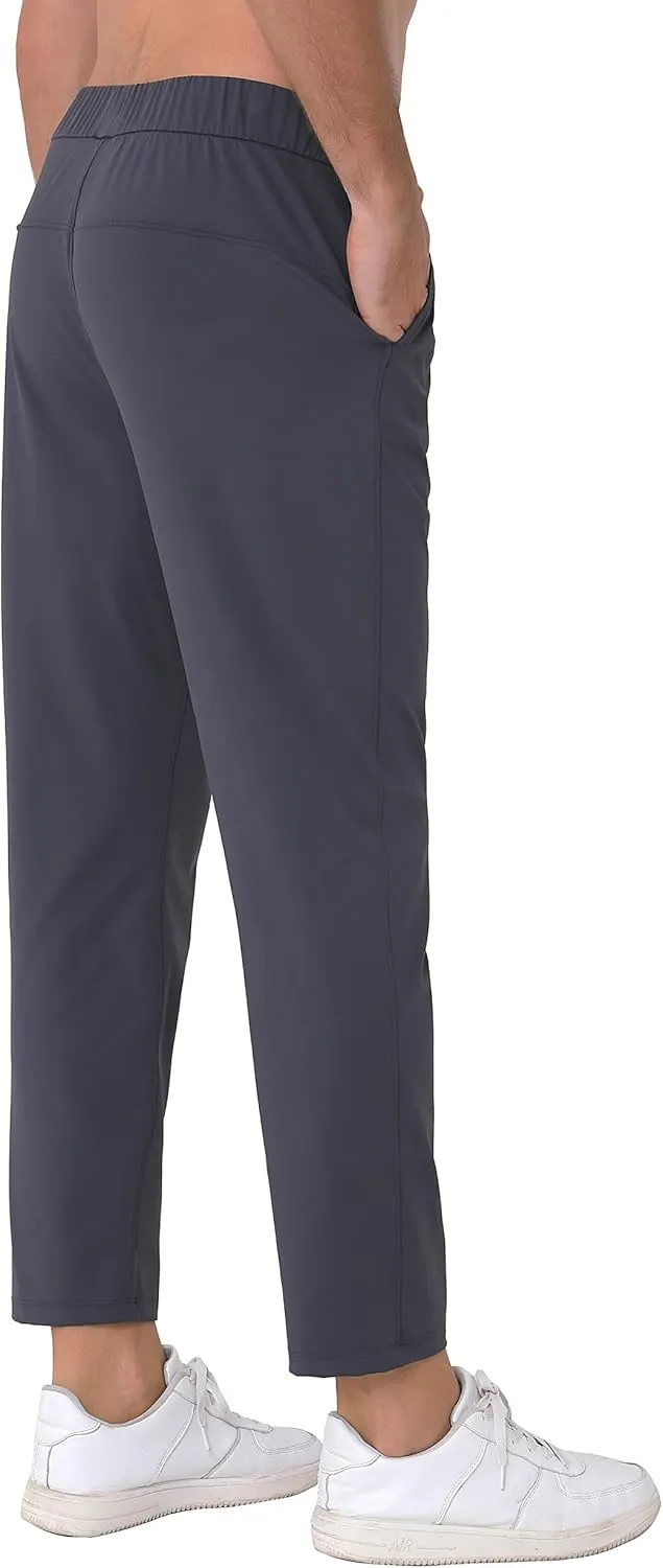 Mens Stretch Travel Pants 27" Inseam Quick Dry Light Weight Sweatpants Workout Casual Joggers with Pockets