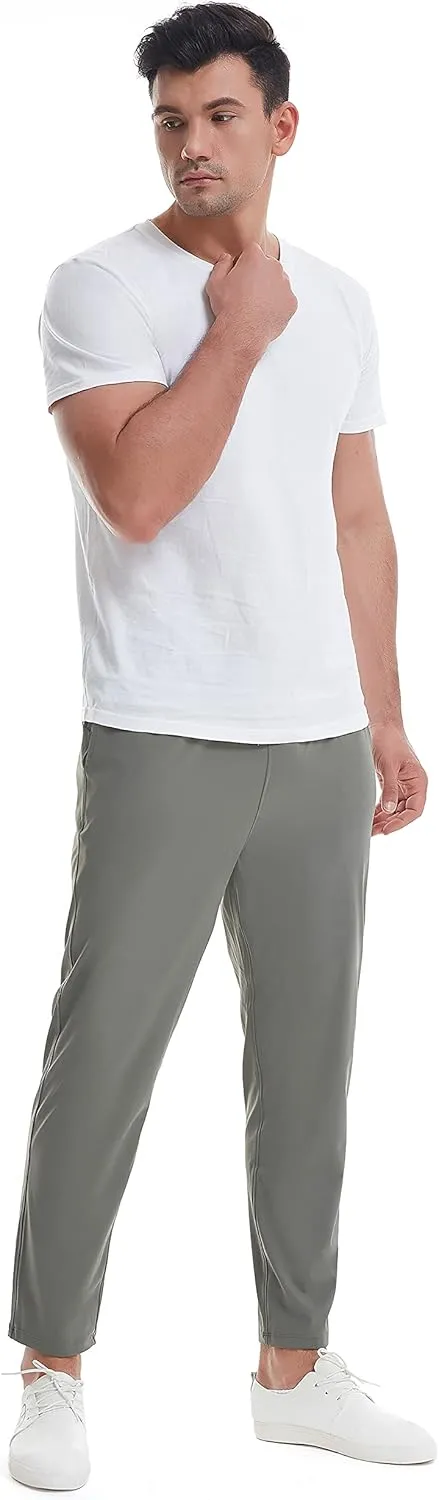 Mens Stretch Travel Pants 27" Inseam Quick Dry Light Weight Sweatpants Workout Casual Joggers with Pockets