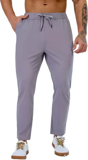 Mens Stretch Travel Pants 27" Inseam Quick Dry Light Weight Sweatpants Workout Casual Joggers with Pockets