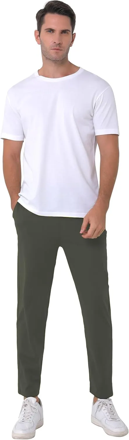 Mens Stretch Travel Pants 27" Inseam Quick Dry Light Weight Sweatpants Workout Casual Joggers with Pockets