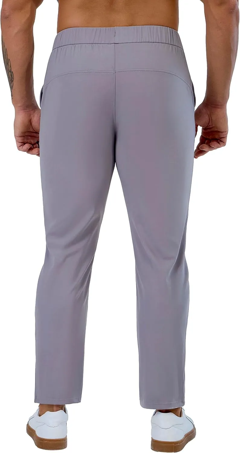 Mens Stretch Travel Pants 27" Inseam Quick Dry Light Weight Sweatpants Workout Casual Joggers with Pockets