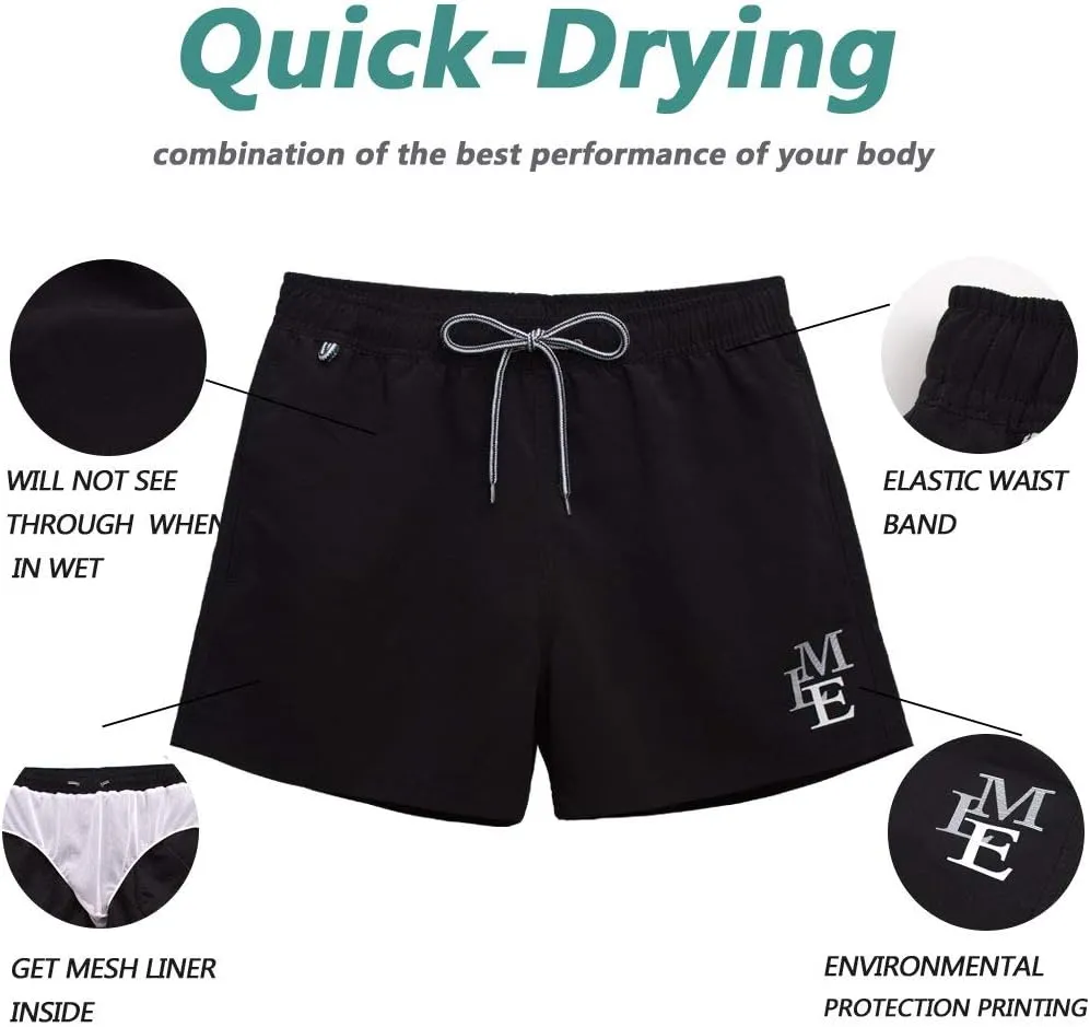 Men's Swim Trunks Quick Dry Athletic Swimwear Shorts with Mesh Lining and Pockets