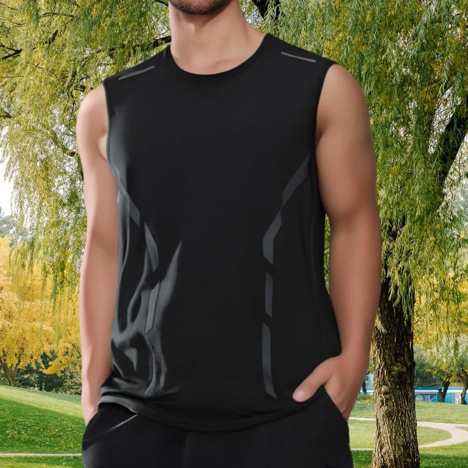 Men's Tank Tops Ice Silk Sleeveless Mesh Athletic Workout Vest Summer Casual Tank Shirts