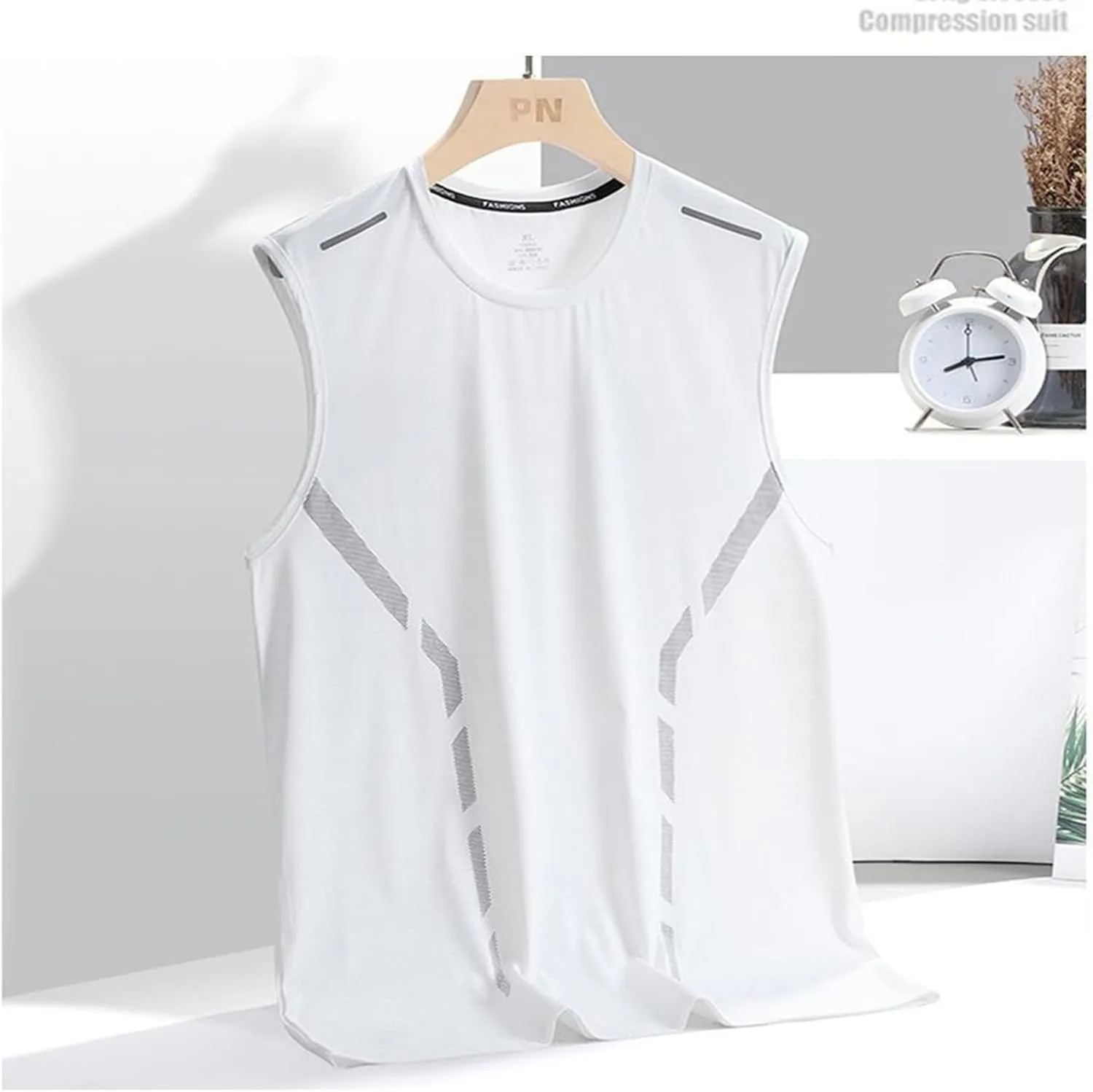 Men's Tank Tops Ice Silk Sleeveless Mesh Athletic Workout Vest Summer Casual Tank Shirts