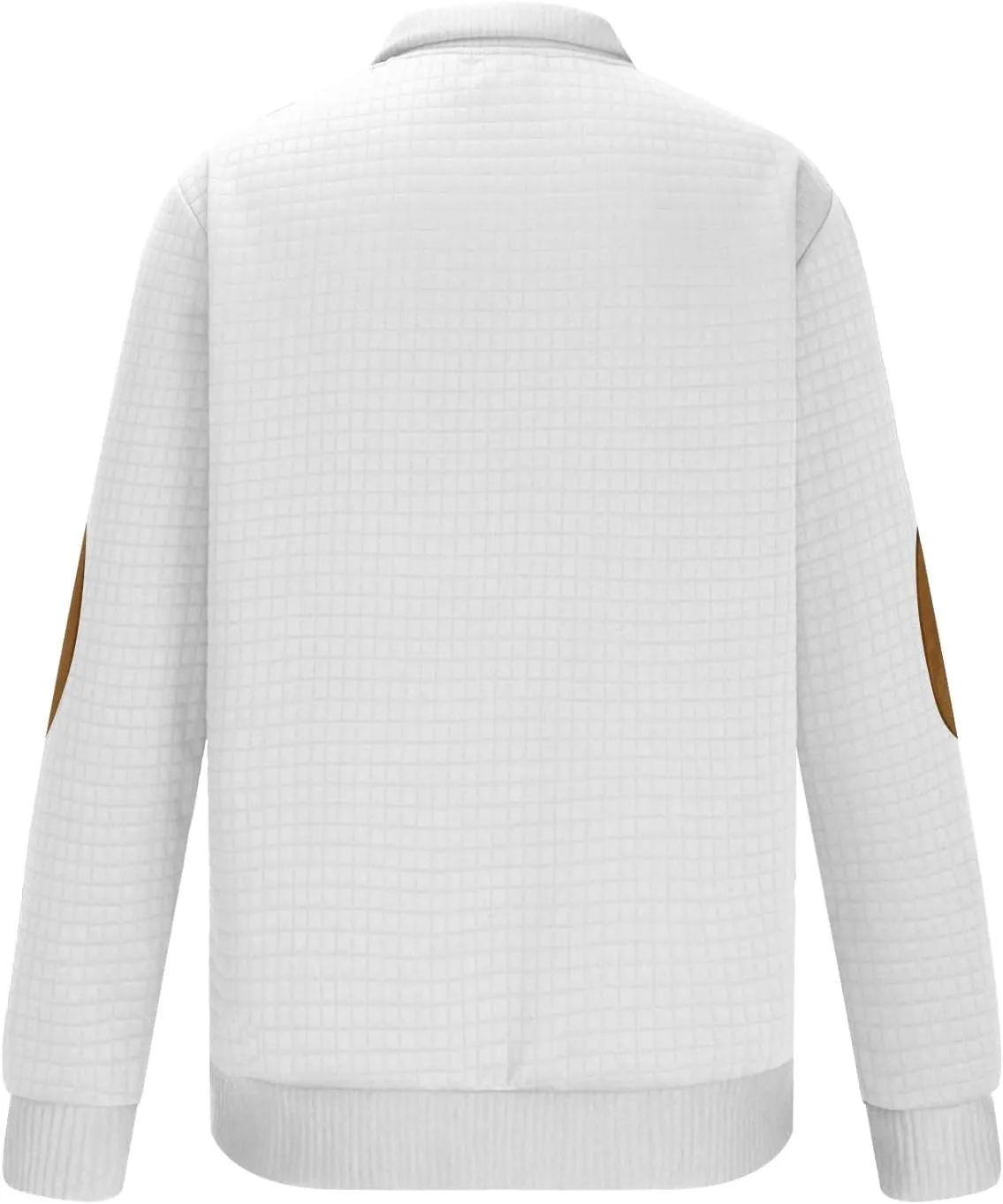 Men's Waffle Knitted Pullover Tops Patchwork Long Sleeve Sweatshirts Button V Neck Stand-Up Collar Loose Tops