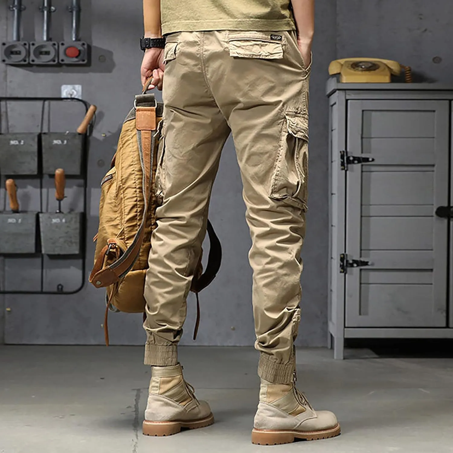 Mens Workout Cargo Sweatpants Running Pants Pockets Men's Pants Stripped Trousers Men's Fleece Sweatpant with Pockets