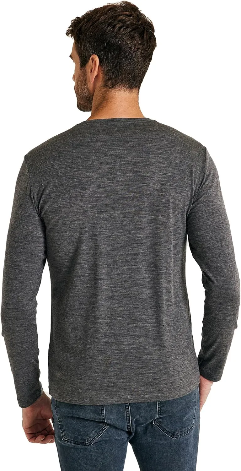 METARINO Men's Merino Wool Henley T-Shirt Long Sleeve Button Shirts Athletic Shirt Tees Tops for Travel,Cycling,Running