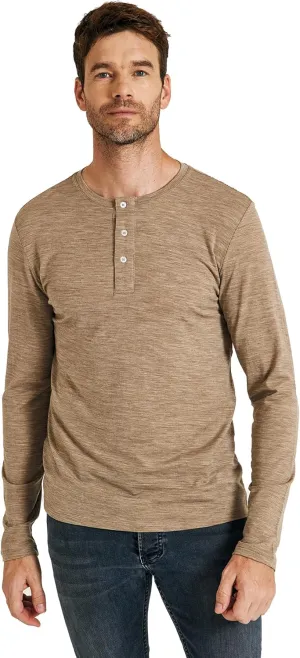 METARINO Men's Merino Wool Henley T-Shirt Long Sleeve Button Shirts Athletic Shirt Tees Tops for Travel,Cycling,Running