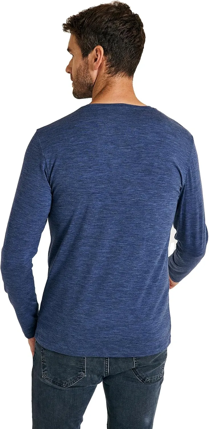 METARINO Men's Merino Wool Henley T-Shirt Long Sleeve Button Shirts Athletic Shirt Tees Tops for Travel,Cycling,Running