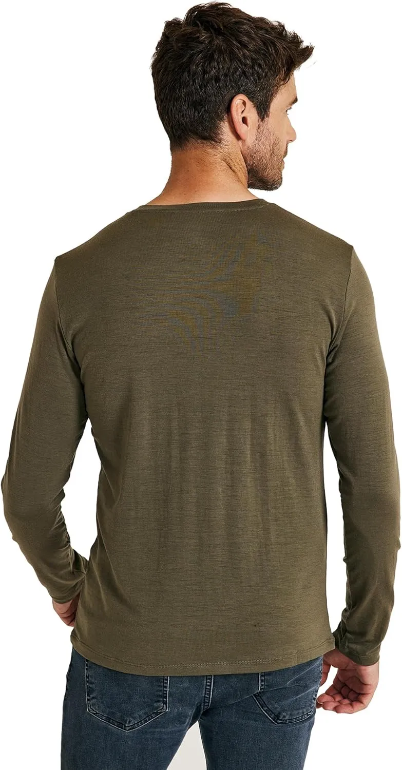 METARINO Men's Merino Wool Henley T-Shirt Long Sleeve Button Shirts Athletic Shirt Tees Tops for Travel,Cycling,Running