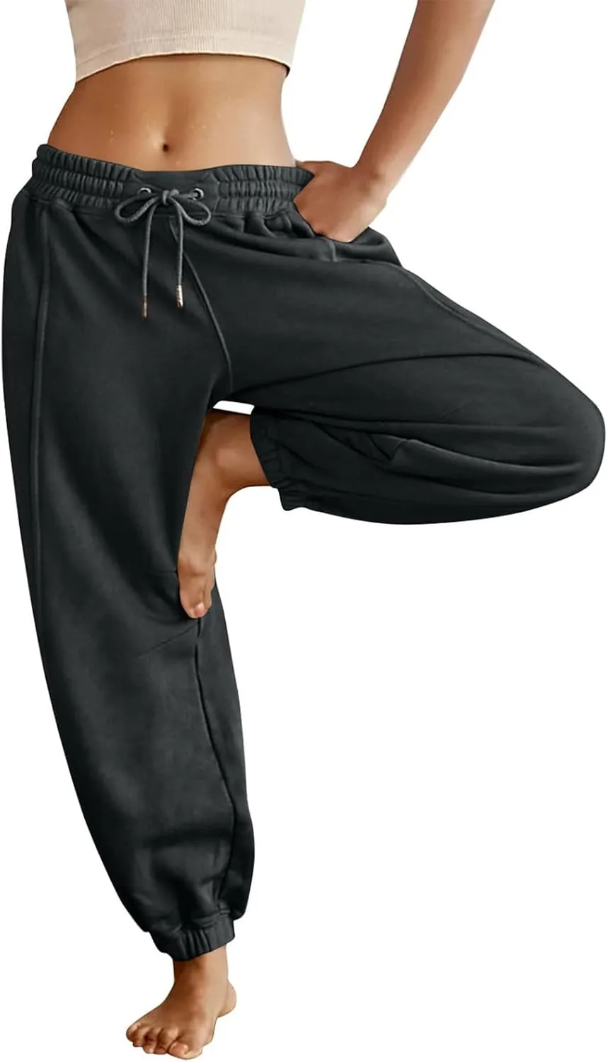 midelxp Baggy Jogger Pants for Women High Waisted Fleece Sweatpants Casual Athletic Pants Comfy Yoga Pants with Pockets