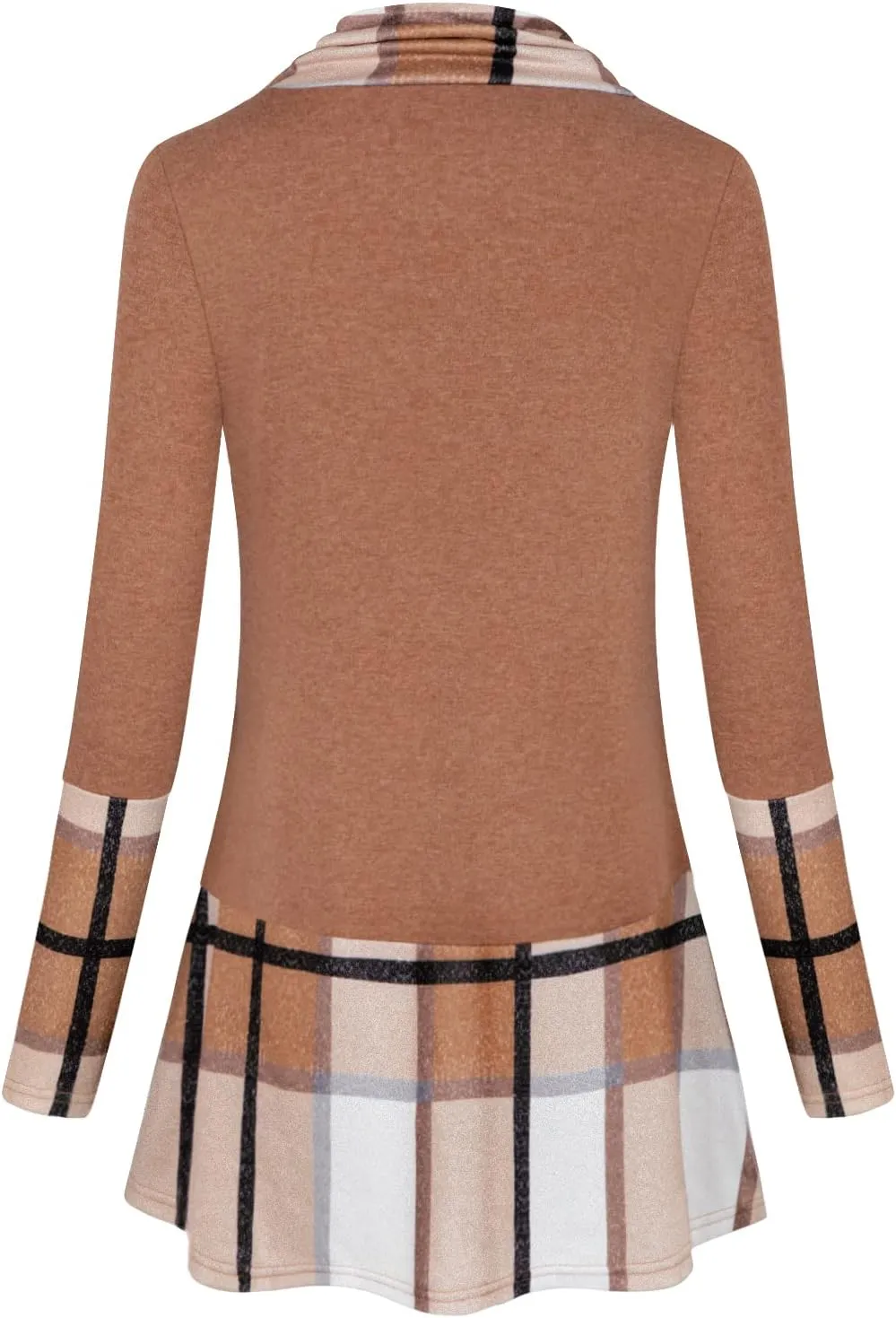 Miusey Women's Long Sleeve Cowl Neck Form Fitting Casual Tunic Top Blouse