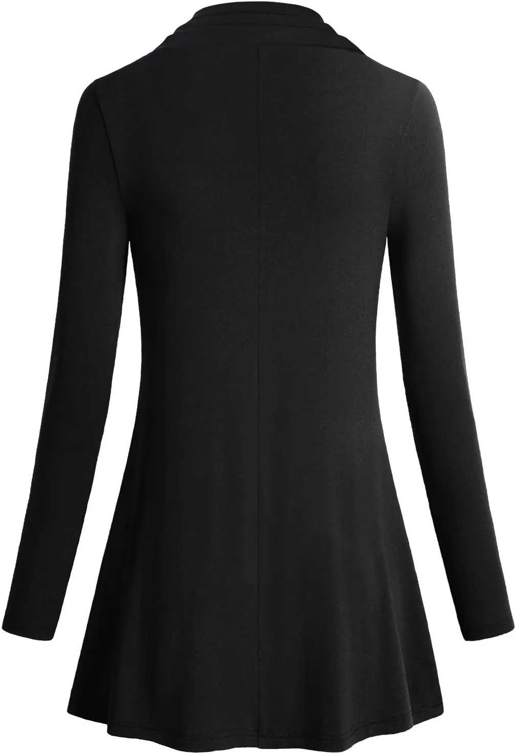 Miusey Women's Long Sleeve Cowl Neck Form Fitting Casual Tunic Top Blouse