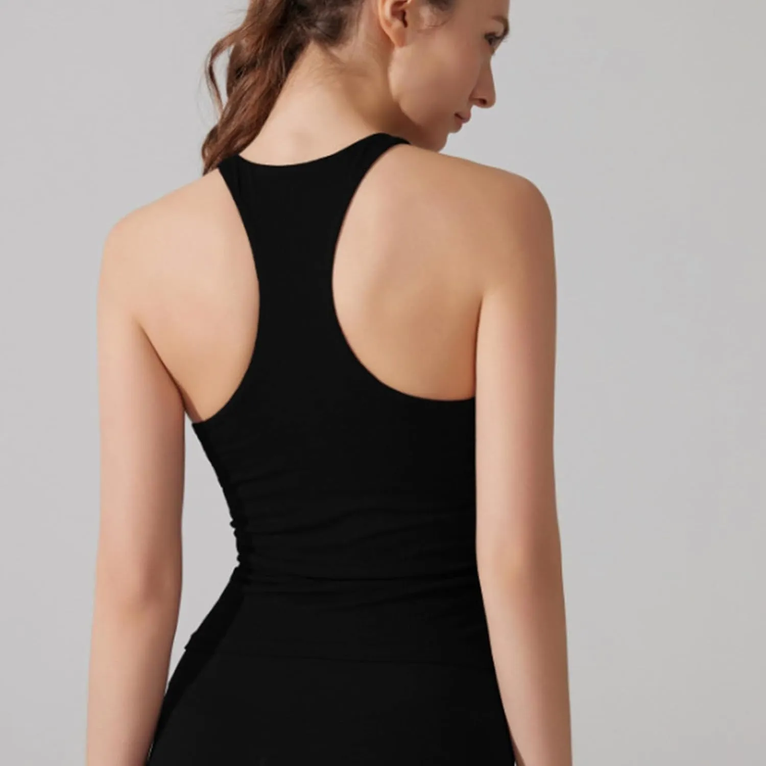 Modal Ribbed Knit Racerback Basic Gym Tanks Women Sexy Keyhole Halter Tank Tops Sleeveless Slim Activewear Basic Tees