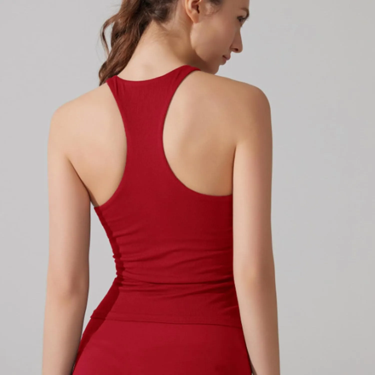 Modal Ribbed Knit Racerback Basic Gym Tanks Women Sexy Keyhole Halter Tank Tops Sleeveless Slim Activewear Basic Tees