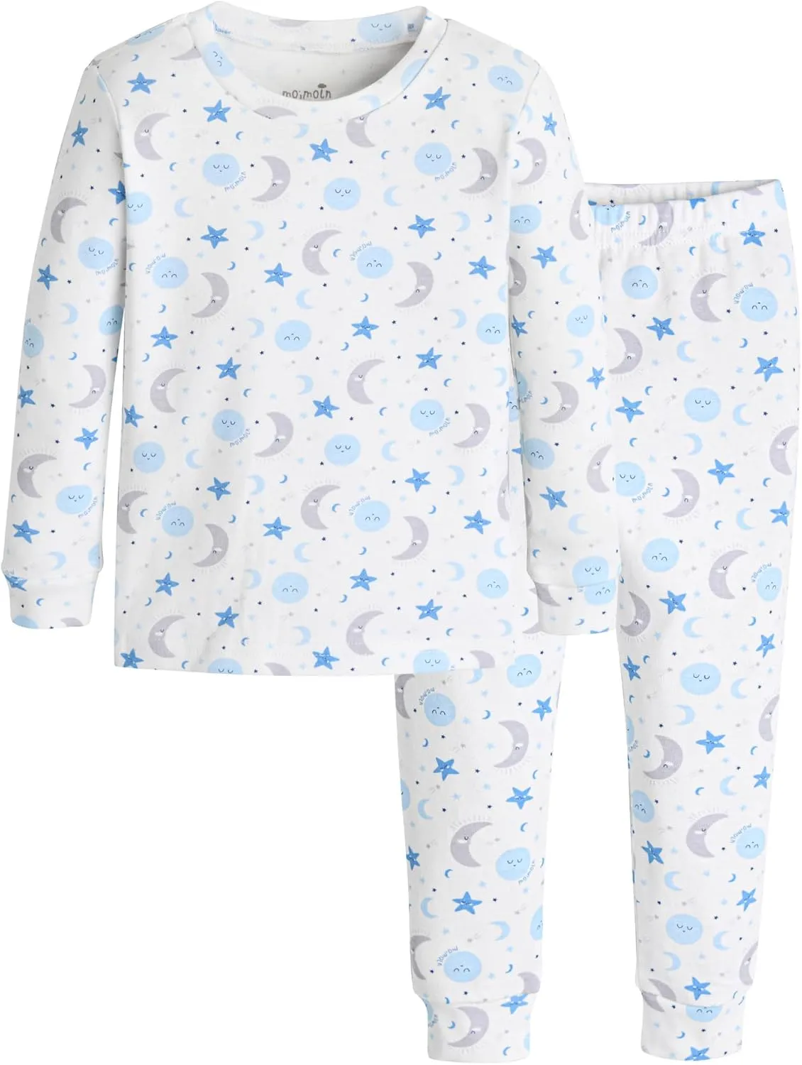 moimoln Sibling Matching 6M-8Y Soft Warm Cotton Modal Character Long-Sleeve Snug-Fit Pajama Sleepwear Daily