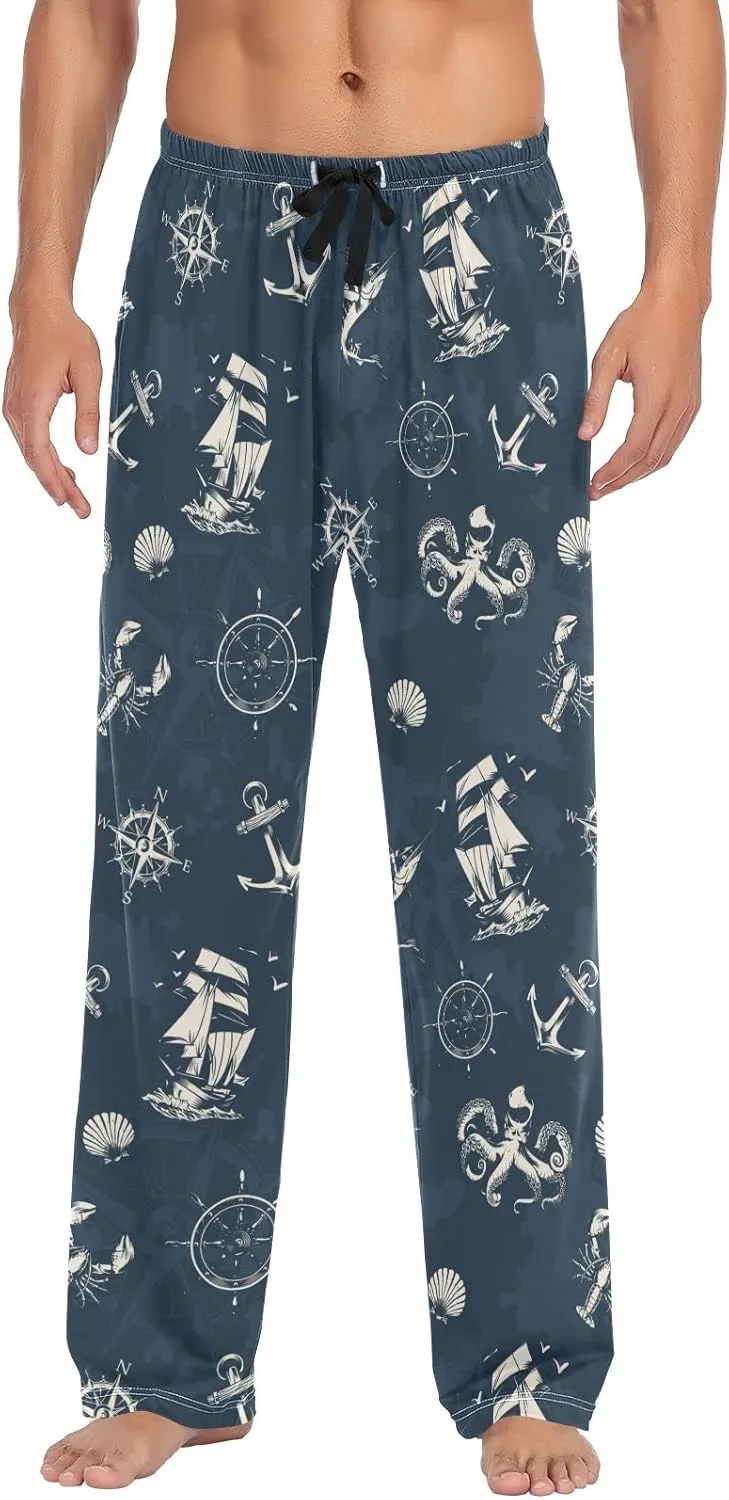 Nautical Pattern Anchor Boat Octopus Men's Pajama Pants Sleepwear Lounge Pajama Bottoms