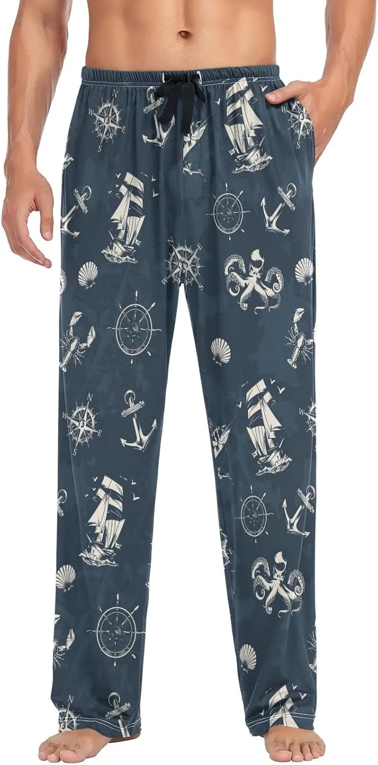 Nautical Pattern Anchor Boat Octopus Men's Pajama Pants Sleepwear Lounge Pajama Bottoms