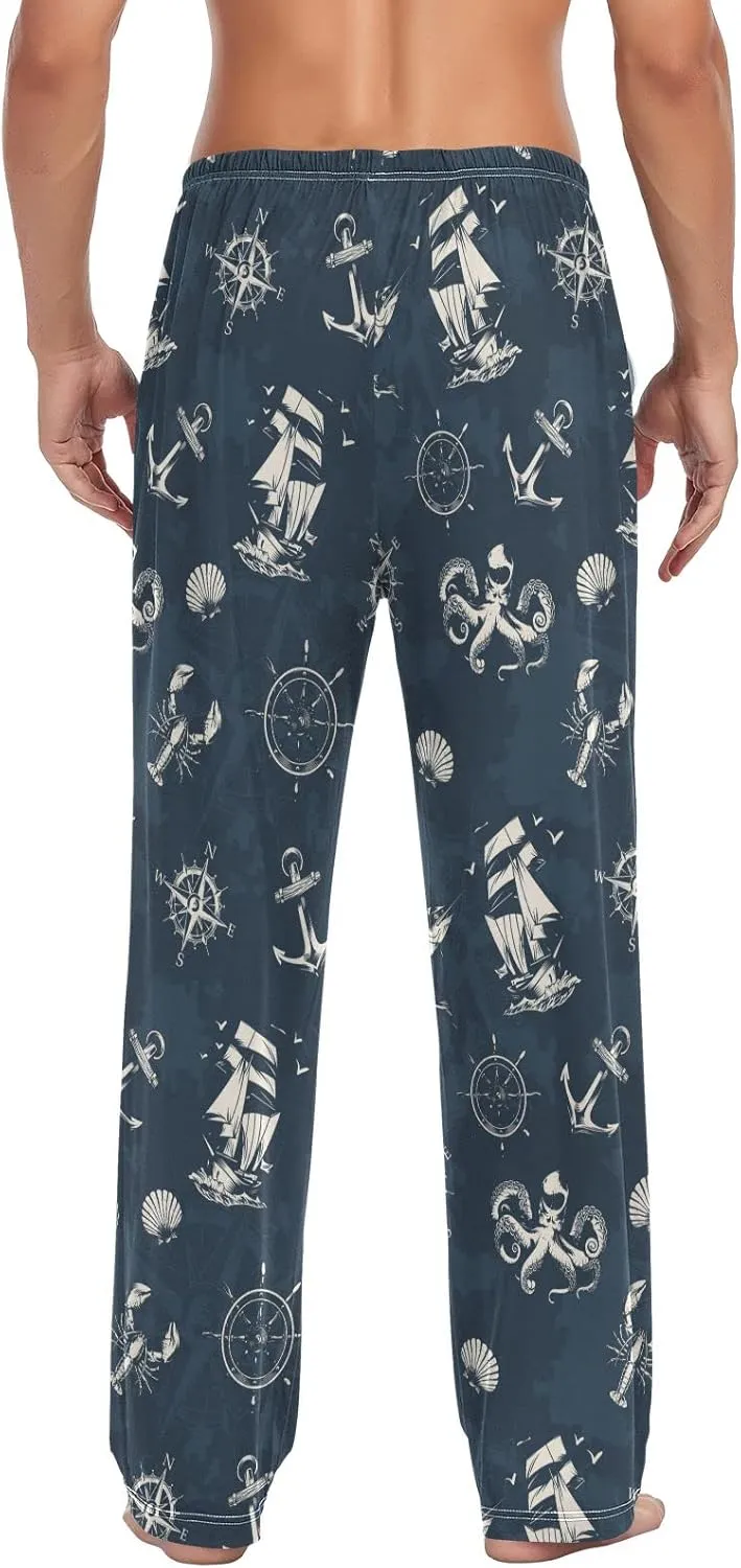 Nautical Pattern Anchor Boat Octopus Men's Pajama Pants Sleepwear Lounge Pajama Bottoms