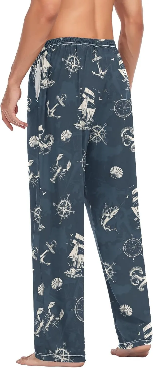 Nautical Pattern Anchor Boat Octopus Men's Pajama Pants Sleepwear Lounge Pajama Bottoms