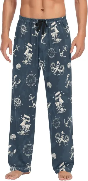 Nautical Pattern Anchor Boat Octopus Men's Pajama Pants Sleepwear Lounge Pajama Bottoms