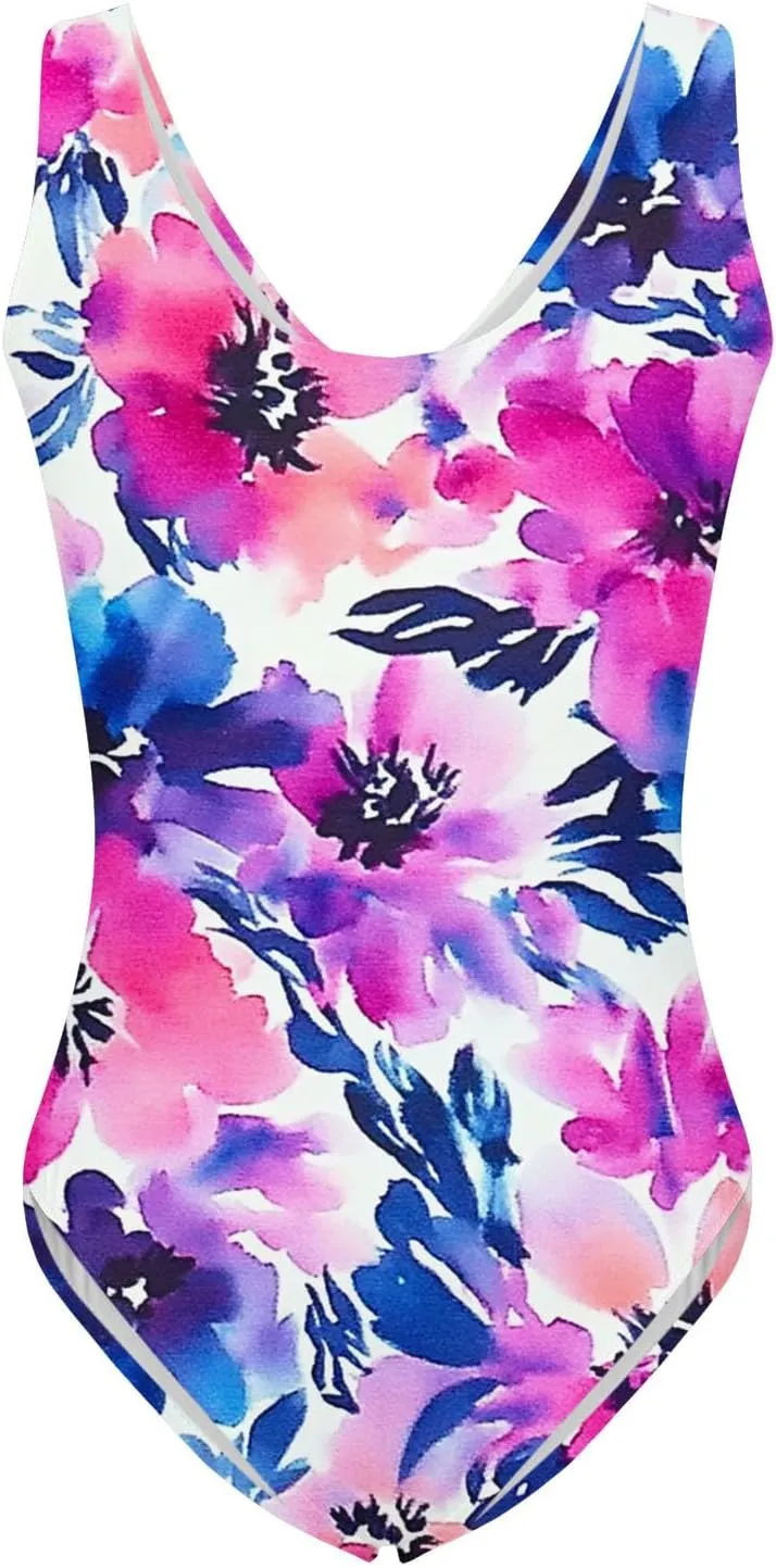 One Piece Swimsuits for Women Tummy Control Bathing Suits 2025 Trendy Floral Print Swimwear Backless Padded Swim Suit