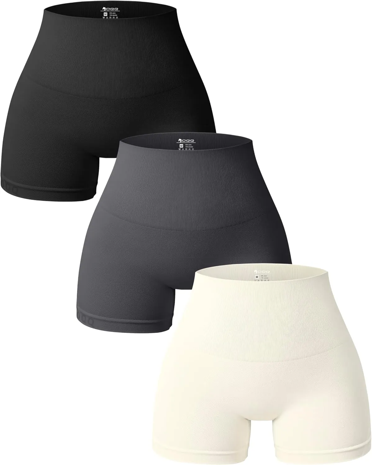 OQQ Women 3 Piece Yoga Shorts High Waist Seamless Workout Exercise Shorts Leggings