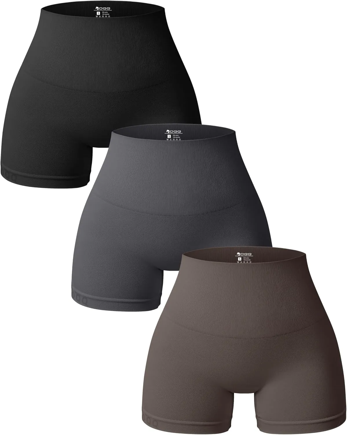 OQQ Women 3 Piece Yoga Shorts High Waist Seamless Workout Exercise Shorts Leggings