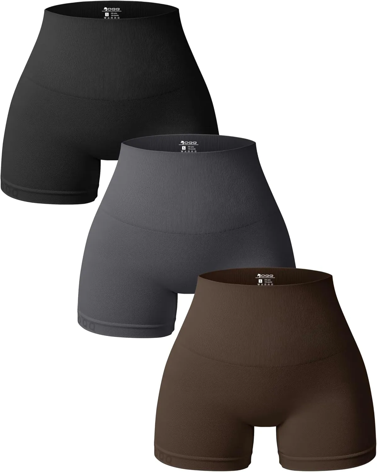 OQQ Women 3 Piece Yoga Shorts High Waist Seamless Workout Exercise Shorts Leggings