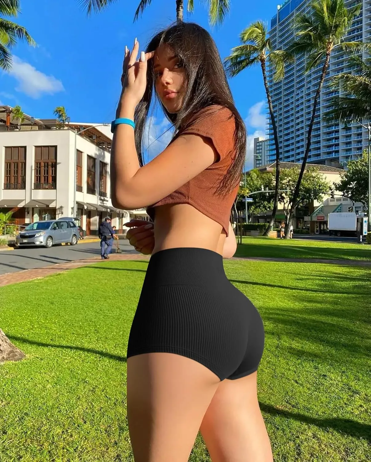 OQQ Women 3 Piece Yoga Shorts Sexy High Waist Booty Stretch Workout Exercise Hot Shorts