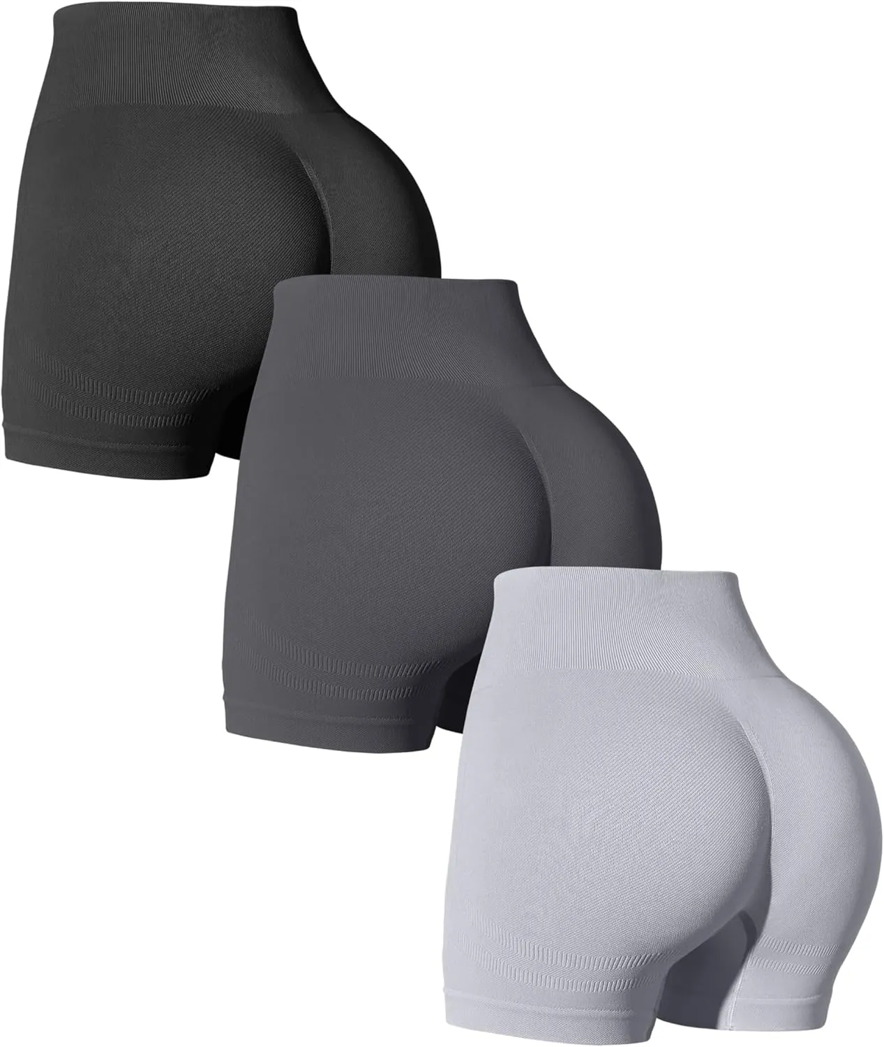 OQQ Women's 3 Piece Yoga Shorts Workout High Waist Butt Lifting Exercise Shorts Pants