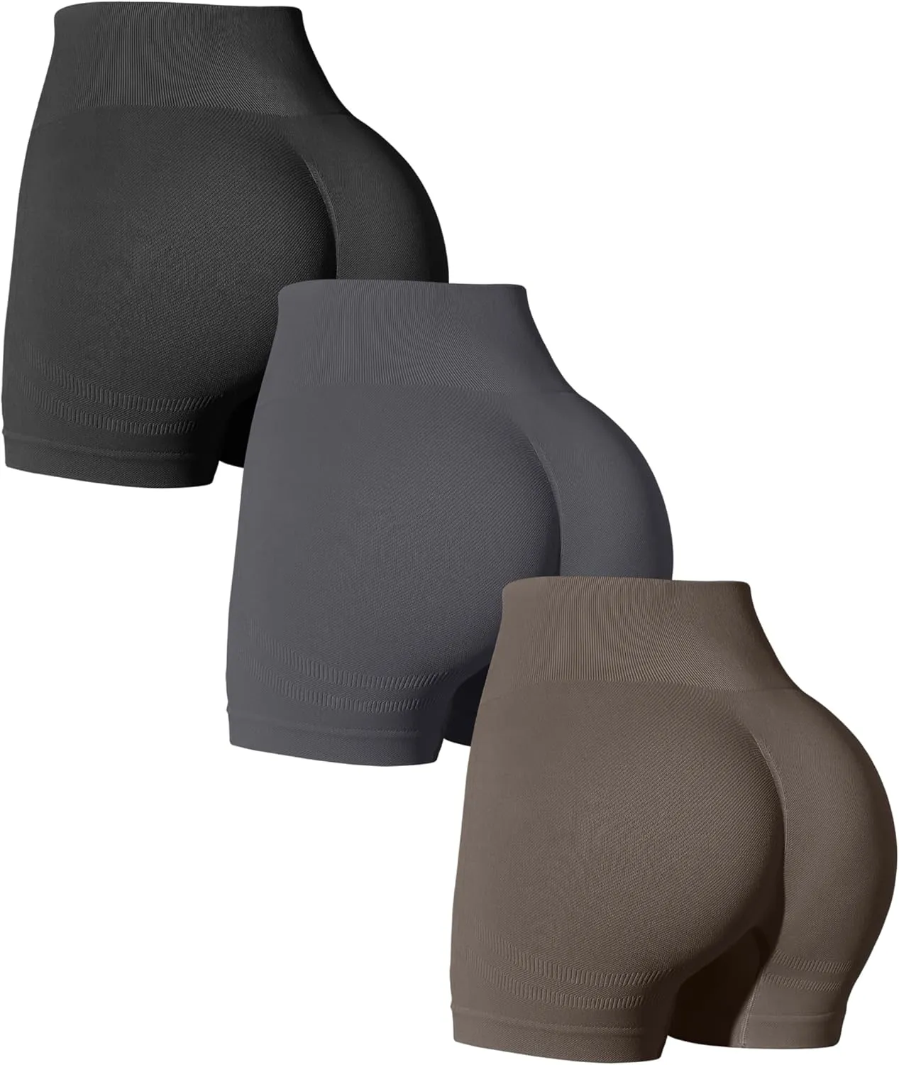 OQQ Women's 3 Piece Yoga Shorts Workout High Waist Butt Lifting Exercise Shorts Pants