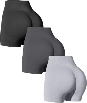 OQQ Women's 3 Piece Yoga Shorts Workout High Waist Butt Lifting Exercise Shorts Pants
