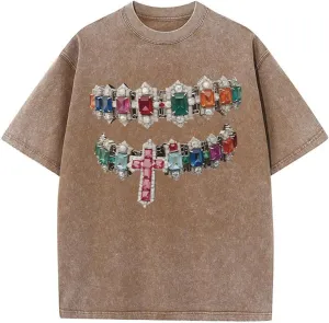 Oversized Tshirts for Men Graphic Vintage Tees Y2k Acid Wash Streetwear Shirts Hip Hop Grunge Harajuku Shirt Tops