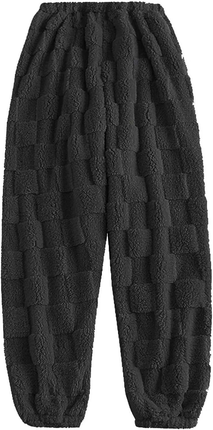 Pajama Pants Women Comfy Warm Flannel Pajama Lounge Fleece Long Pants Christmas Sleepwear Home Pants with Pockets
