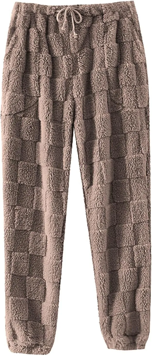 Pajama Pants Women Comfy Warm Flannel Pajama Lounge Fleece Long Pants Christmas Sleepwear Home Pants with Pockets