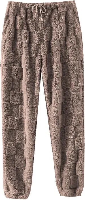 Pajama Pants Women Comfy Warm Flannel Pajama Lounge Fleece Long Pants Christmas Sleepwear Home Pants with Pockets