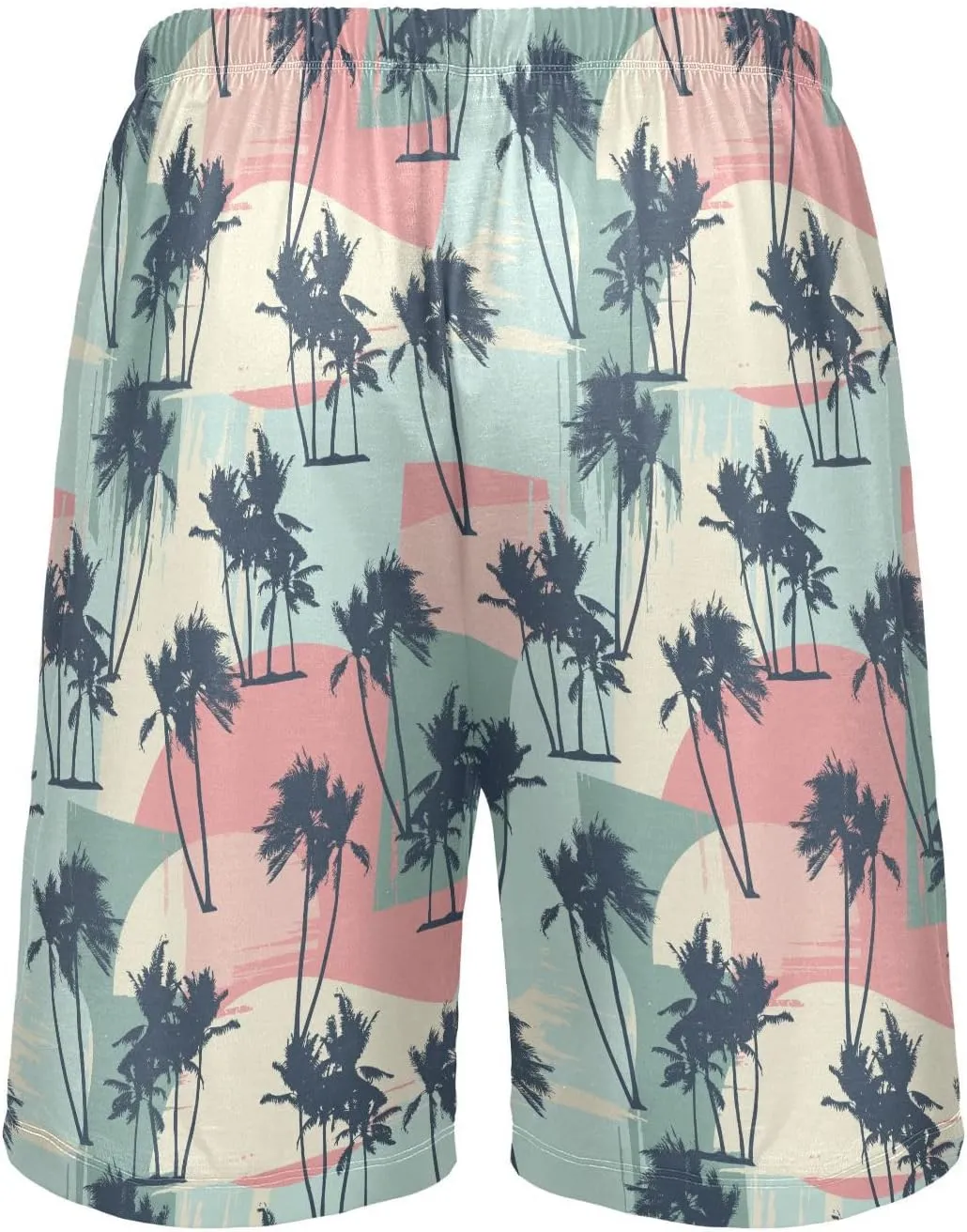 Pajama Shorts for Men Palm Leaf Summer Pajama Pants with Pocket Pjs Bottoms Sleep Shorts
