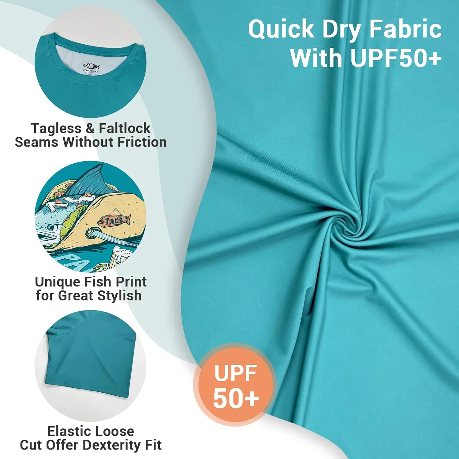 Palmyth Fishing Shirts for Men Short Sleeve UPF 50  Sun Protection UV T-Shirt Tee