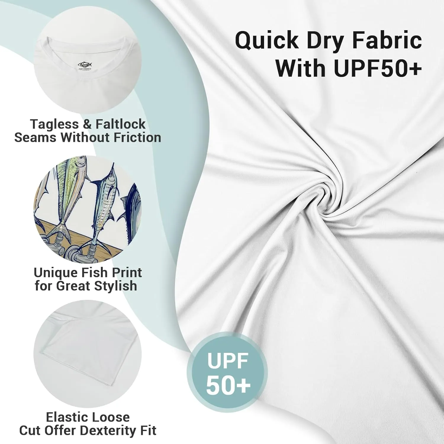 Palmyth Fishing Shirts for Men Short Sleeve UPF 50  Sun Protection UV T-Shirt Tee